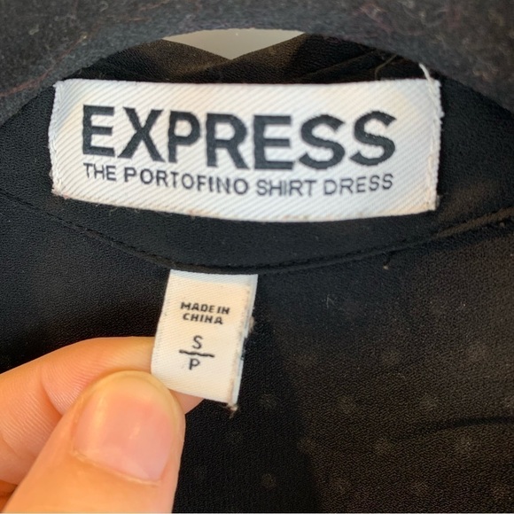 Express The Portofino Mini Black White Polka Dot Button Up Shirt  Dress sz S - Picture 6 of 9